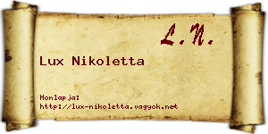 Lux Nikoletta névjegykártya